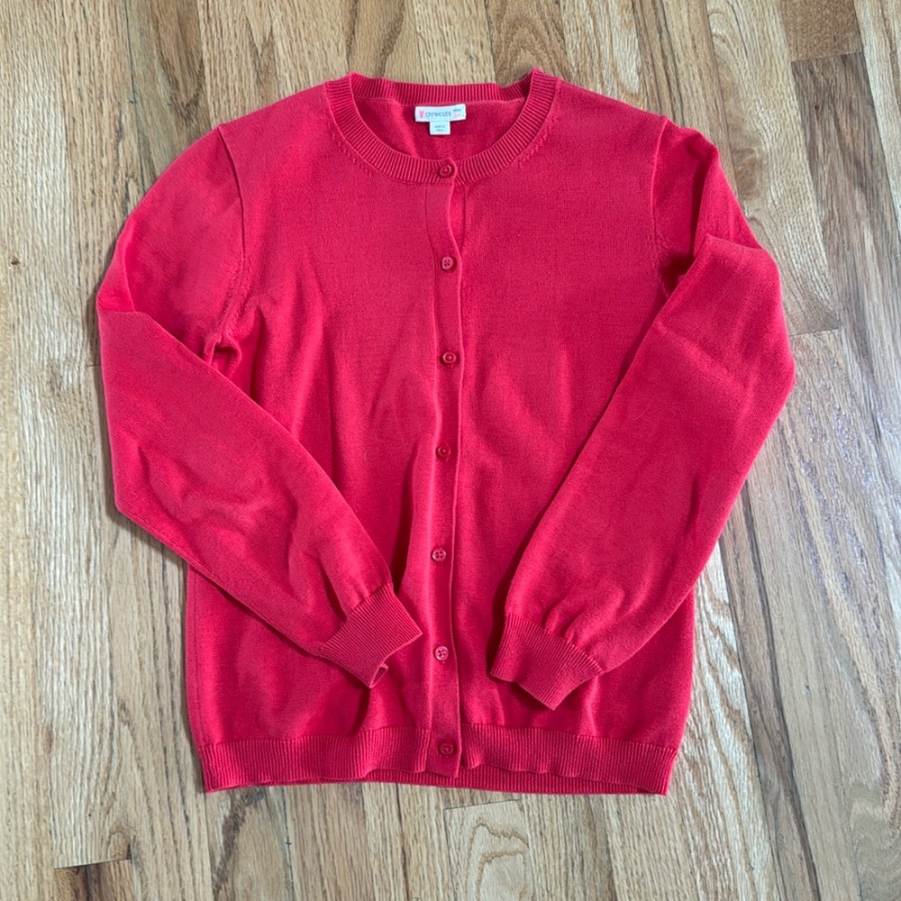 J. CREW CREWCUTS Holiday Red Long Sleeve Button Cardigan, Size 14 (Girls), EUC